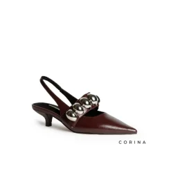 Zapato Corina burdeos tacón bajo