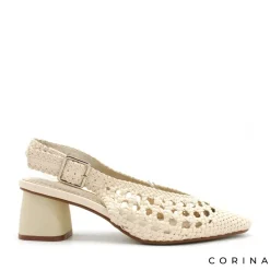 Zapato de tacón trenzado beige