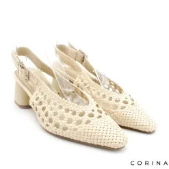 Zapato de tacón trenzado beige