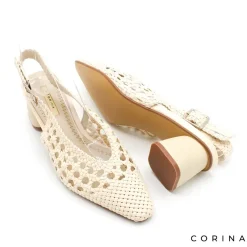 Zapato de tacón trenzado beige