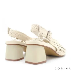 Zapato de tacón trenzado beige