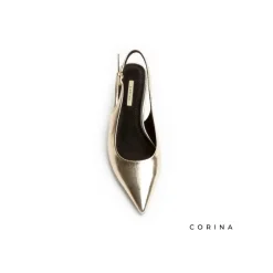 Zapato dorado tacón bajo