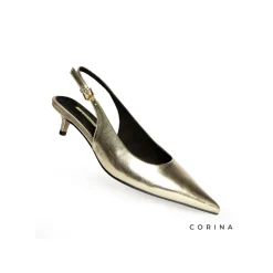 Zapato dorado tacón bajo