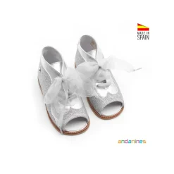 Zapato glitter plata abotinado