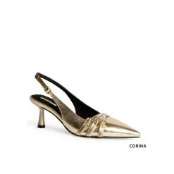 Zapato hebillas dorado con tacón