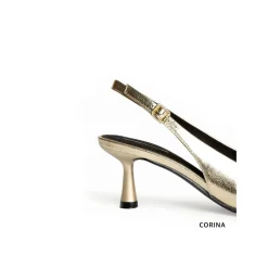 Zapato hebillas dorado con tacón