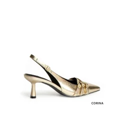 Zapato hebillas dorado con tacón