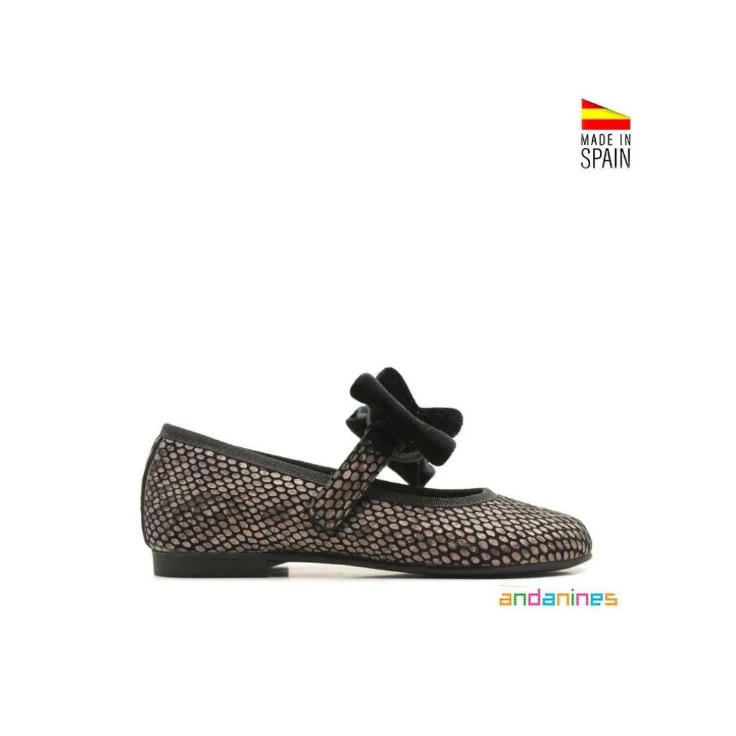 Zapato lazo negro terciopelo