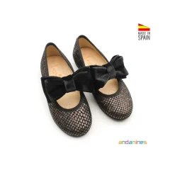 Zapato lazo negro terciopelo