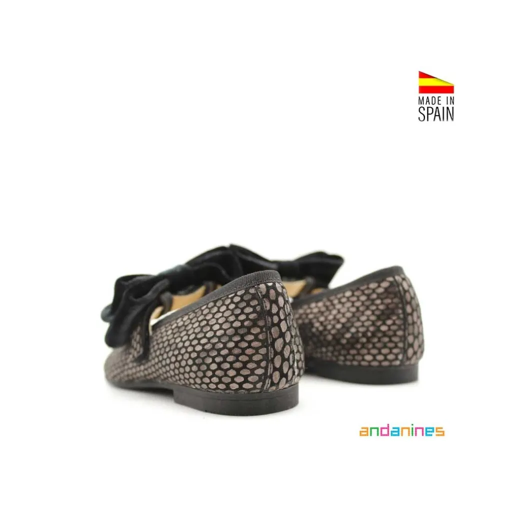 Zapato lazo negro terciopelo