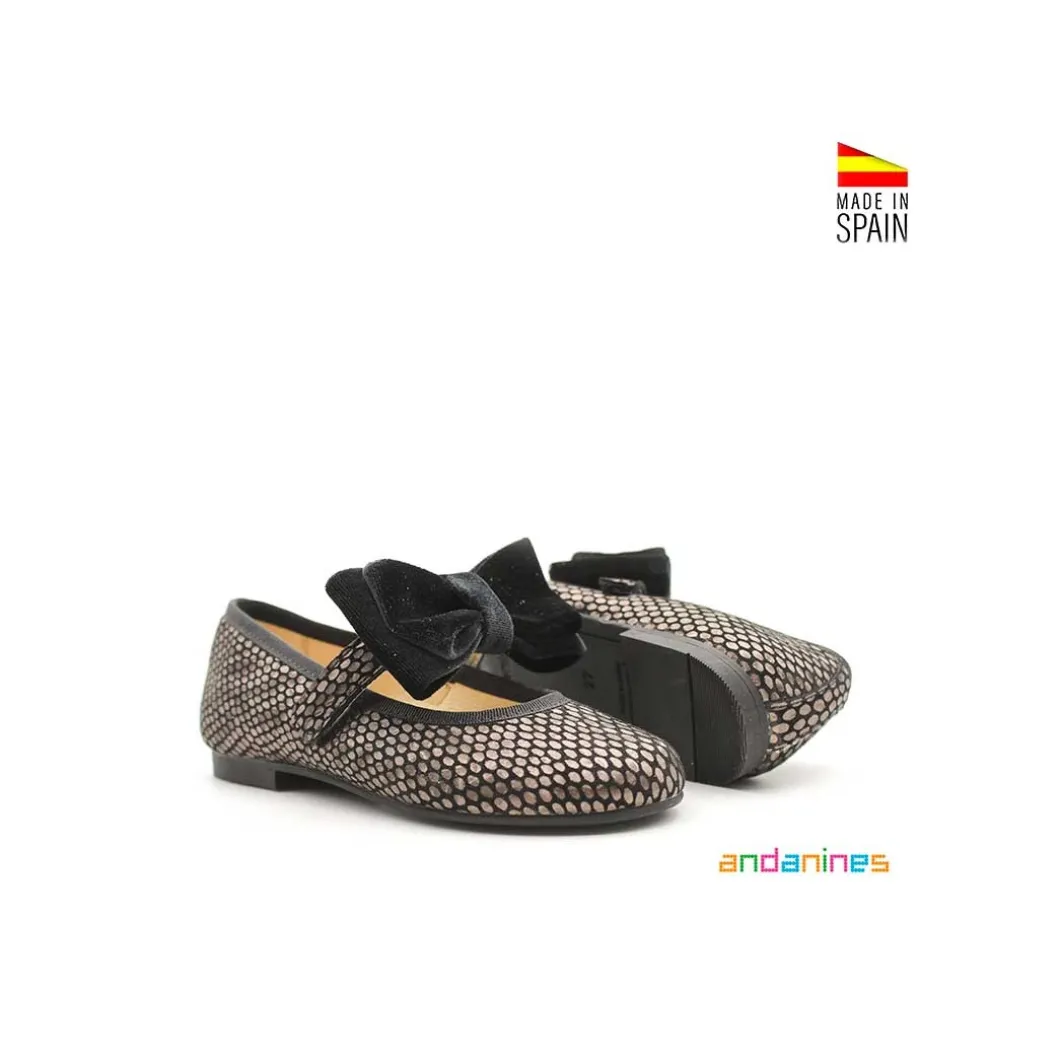 Zapato lazo negro terciopelo