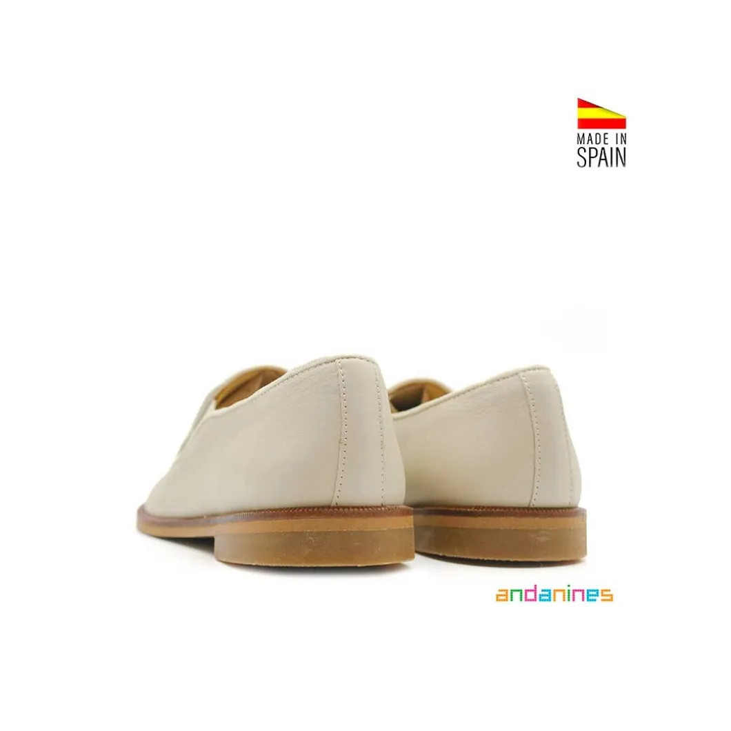 Zapato mocasin elasticos beige