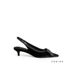 Zapato negro terciopelo tacón