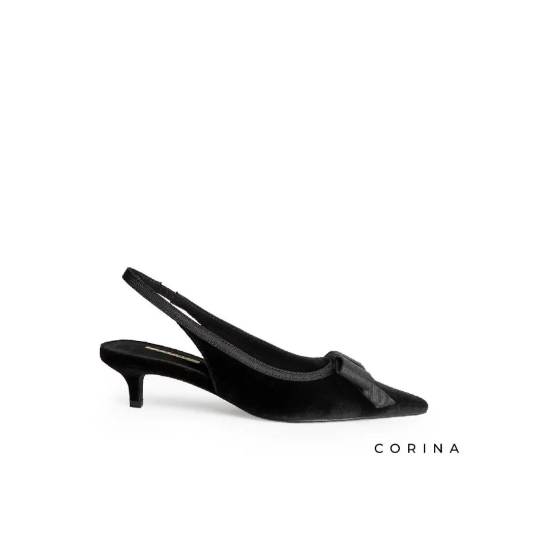 Zapato negro terciopelo tacón