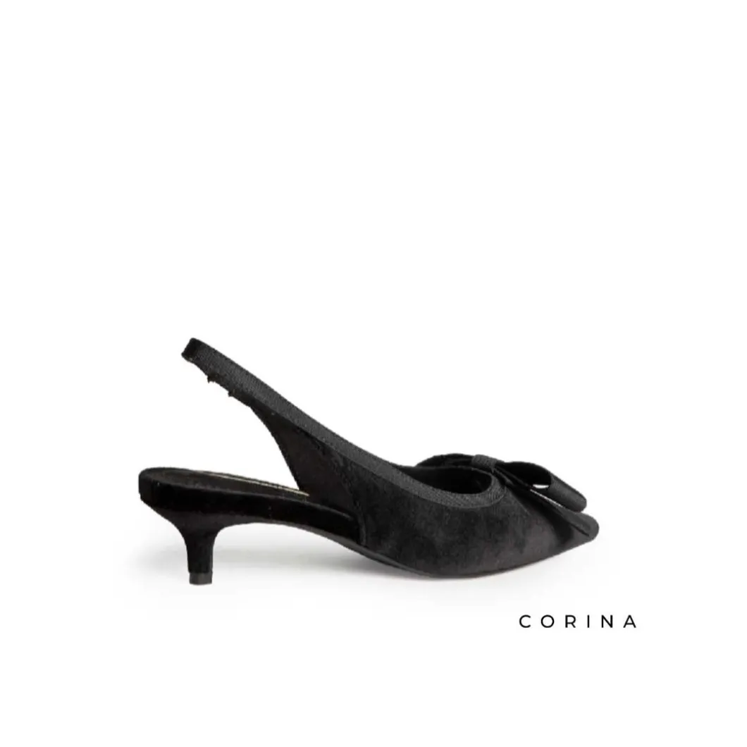 Zapato negro terciopelo tacón