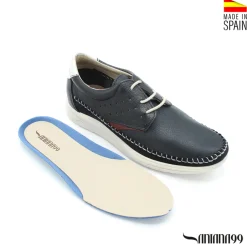 Zapato piel sport con cordón azul marino
