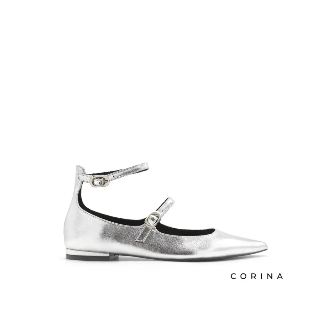 Zapato plano plata hebillas