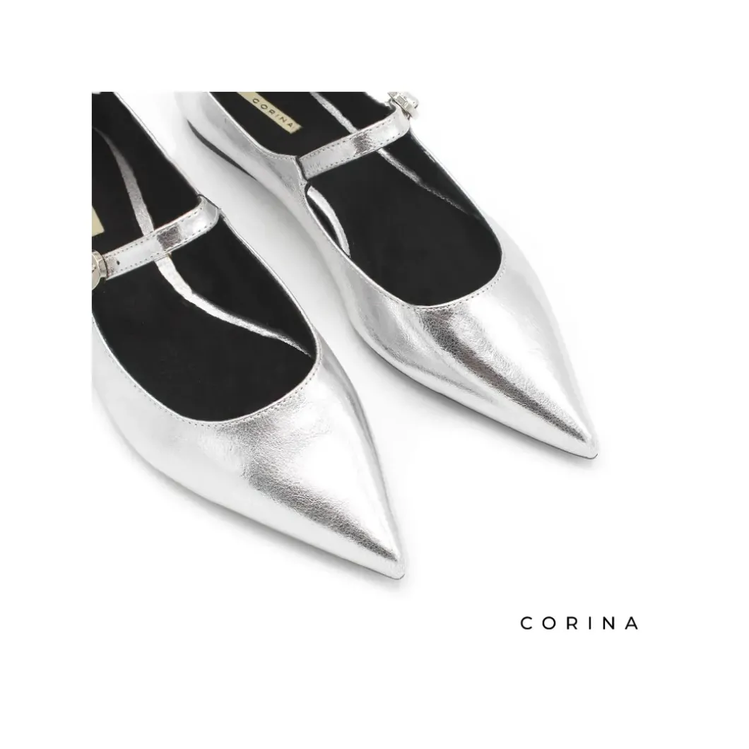Zapato plano plata hebillas