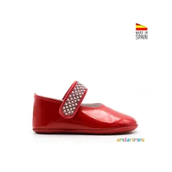 Zapato rojo bebé tira strass