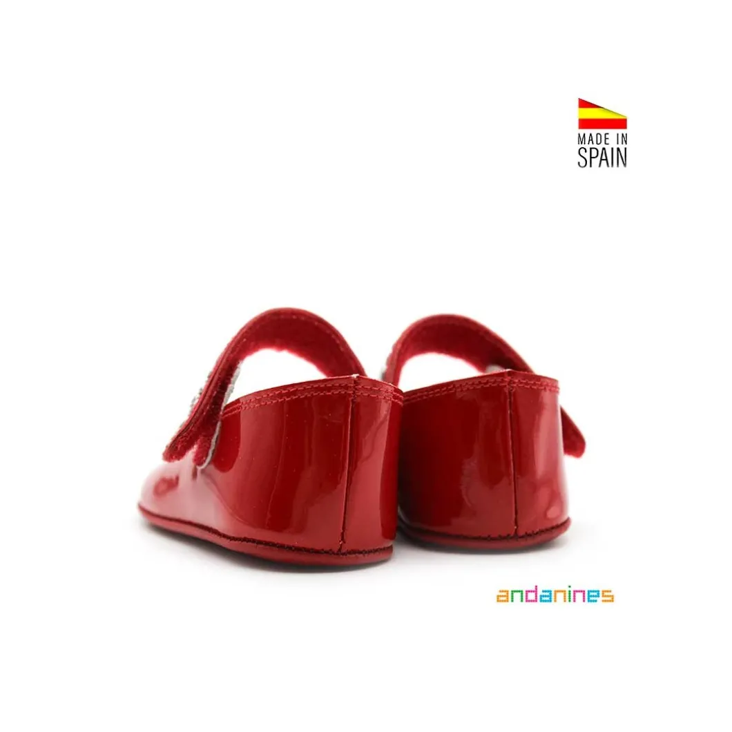 Zapato rojo bebé tira strass