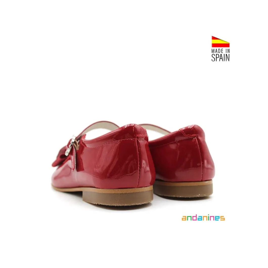 Zapato rojo charol lazo glitter