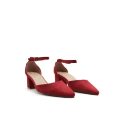 Zapato rojo cómodo tacon medio