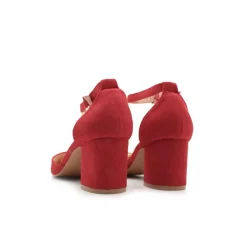 Zapato rojo cómodo tacon medio