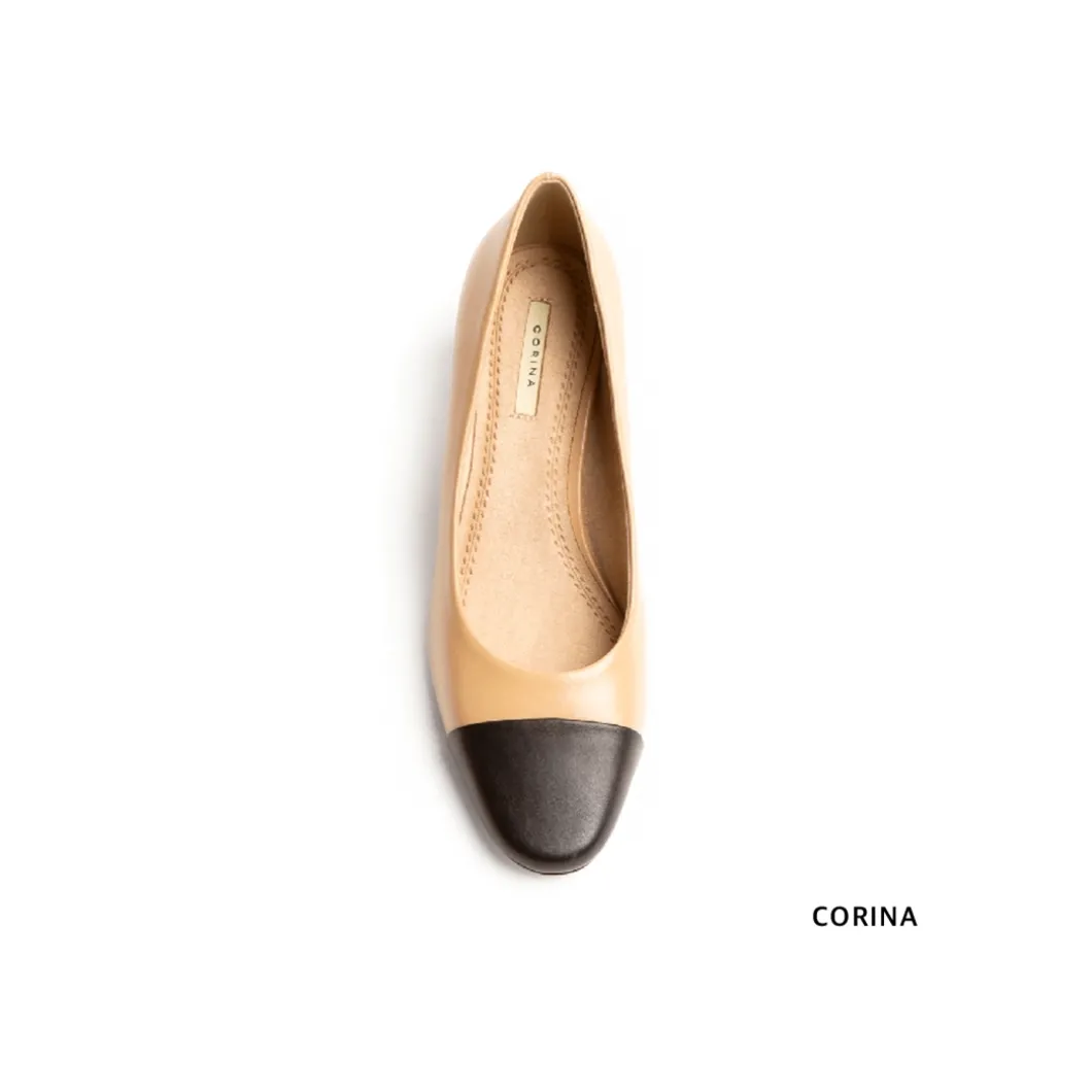 Zapato salón bicolor camel y negro