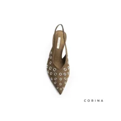 Zapato salón marrón con ojales