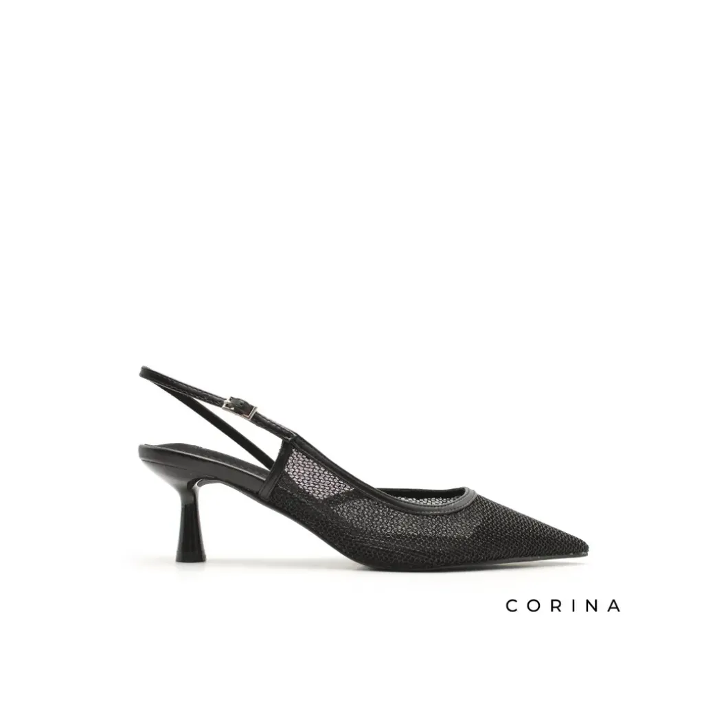Zapato salón rejilla negro
