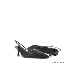 Zapato salón rejilla negro