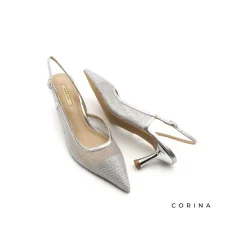 Zapato salón rejilla plata