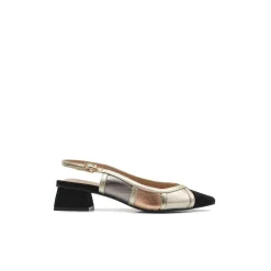 Zapato slingback patchwork negro