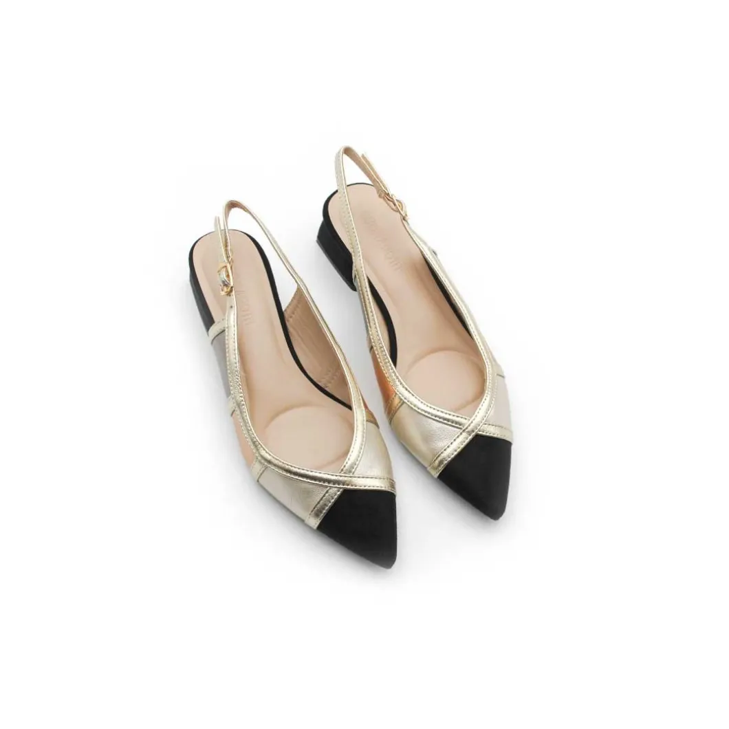 Zapato slingback patchwork negro