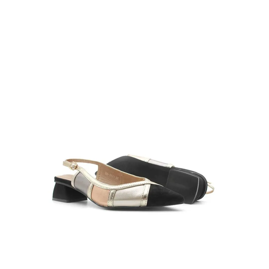 Zapato slingback patchwork negro