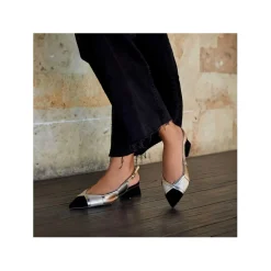 Zapato slingback patchwork negro