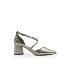 Zapato tacón cruzado plomo
