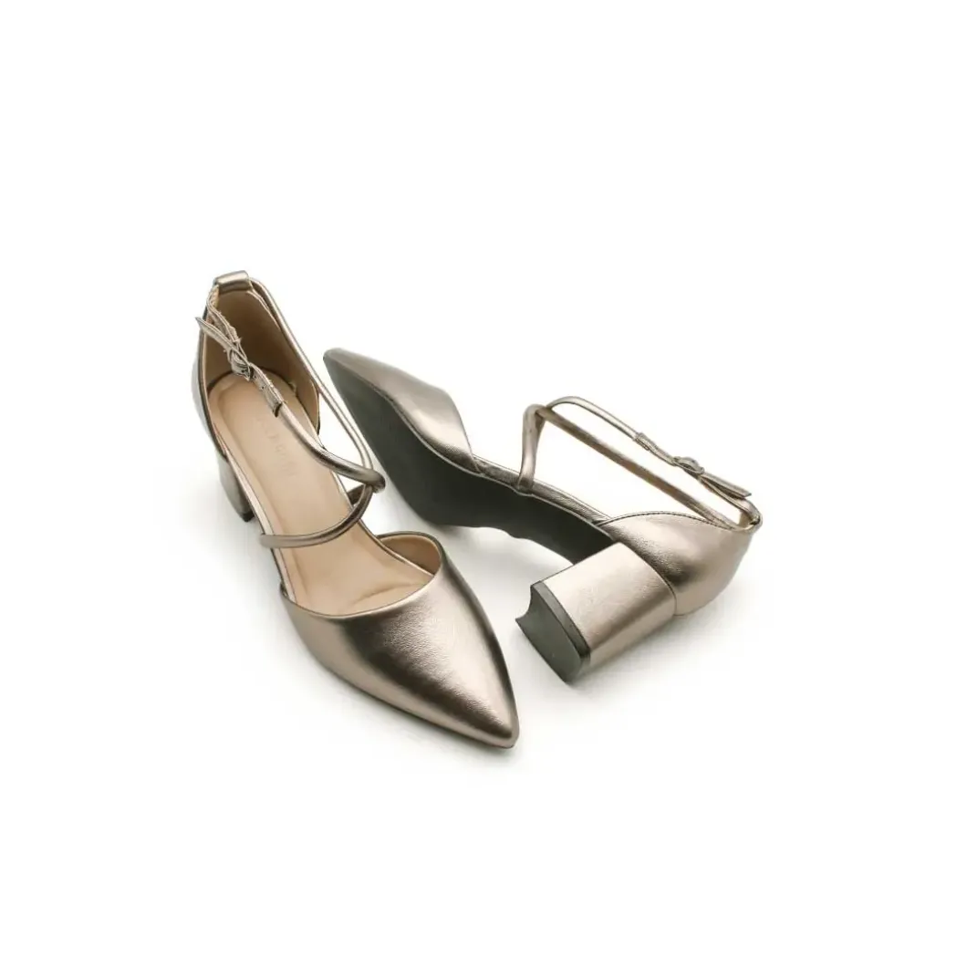 Zapato tacón cruzado plomo