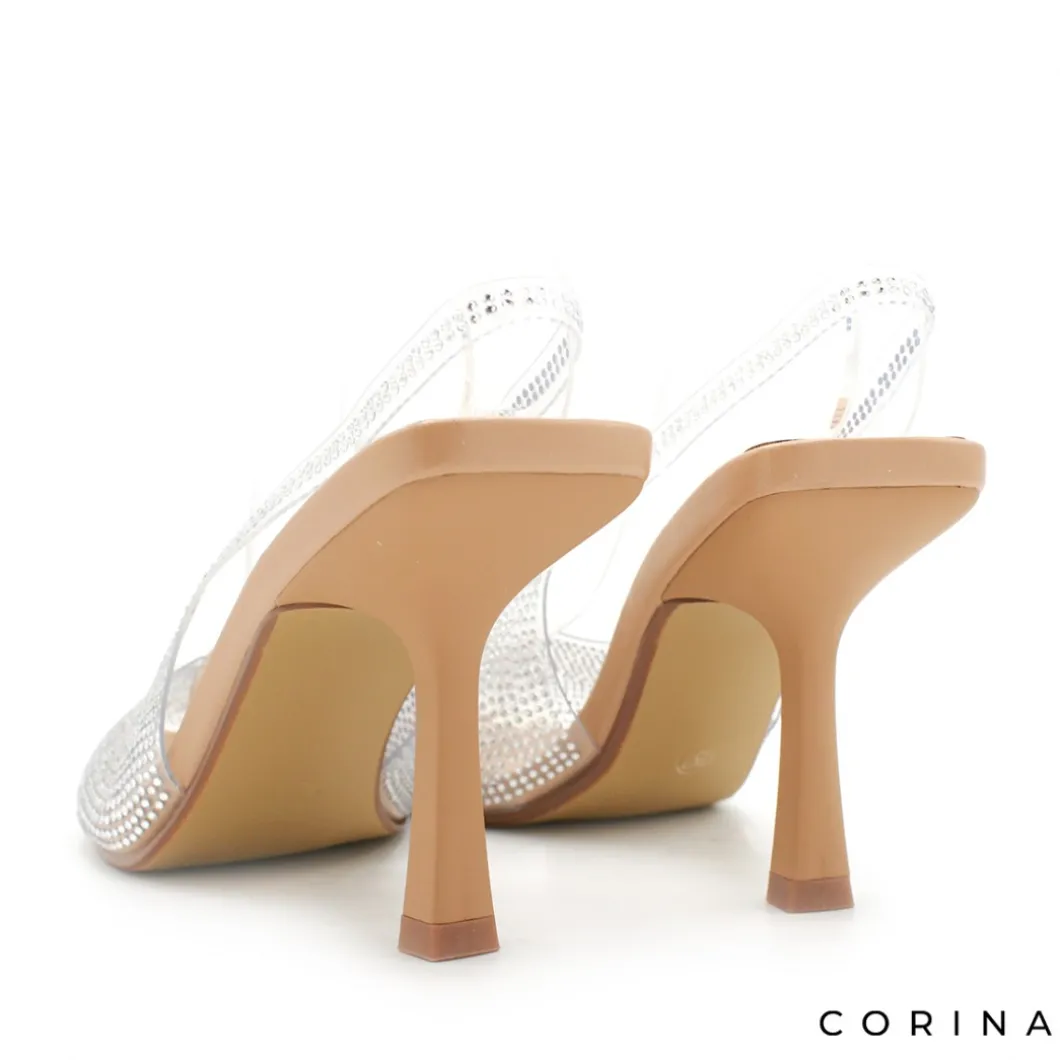 Zapatos de salón transparentes con strass