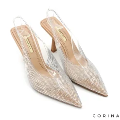 Zapatos de salón transparentes con strass
