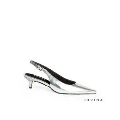 Zapatos plateado tacón bajo