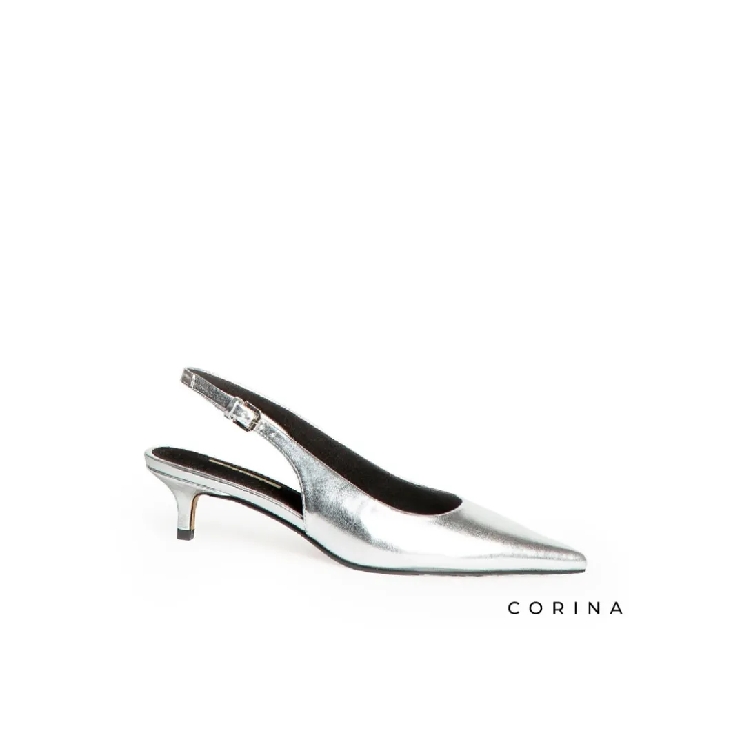 Zapatos plateado tacón bajo