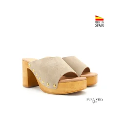 Zueco abierto beige serraje