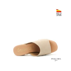 Zueco abierto beige serraje