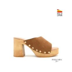 Zueco abierto camel serraje