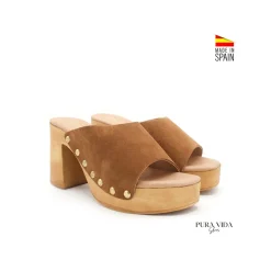 Zueco abierto camel serraje