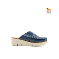 Zueco azul marino casual de piel
