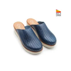 Zueco azul marino casual de piel