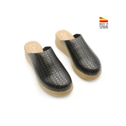 Zueco Bali negro piel calada