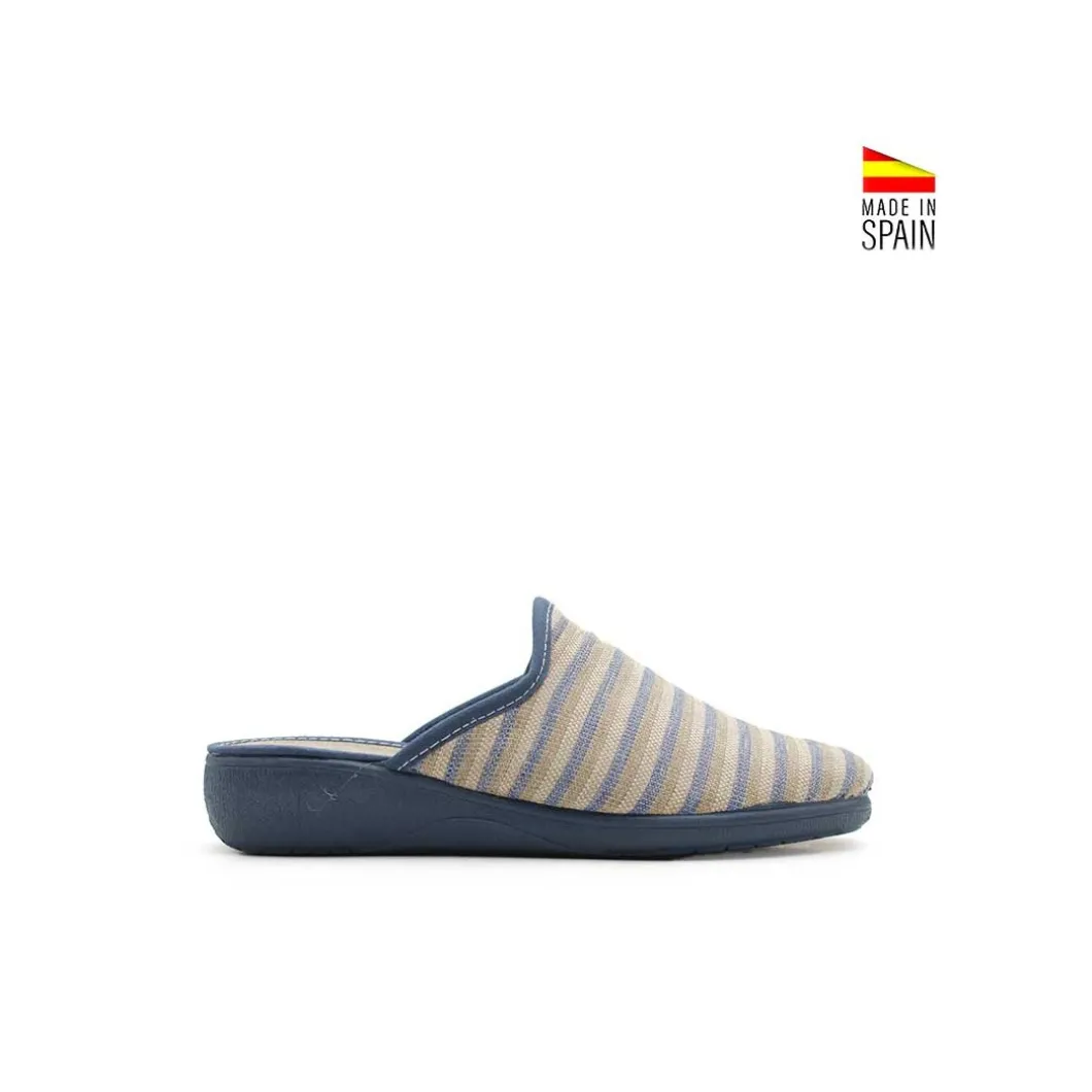 Zueco de casa verano azul con cuña